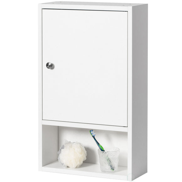 Wall Mount Bathroom Storage Cabinet with Single Door | 2 Adjustable Shelves Medicine Organizer Storage Furniture for Bathrooms, Kitchens, and Laundry Room