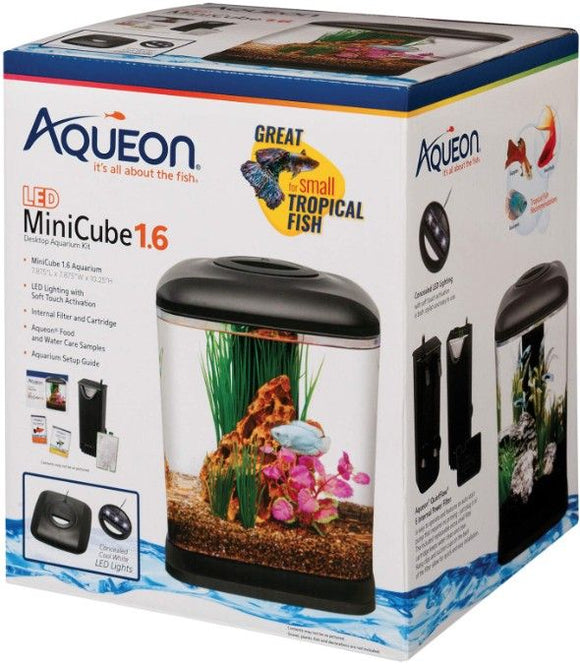 Aqueon Mini Cube LED Aquarium Kit - Black 1.6 gallon