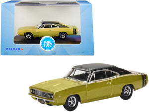 PACK OF 2 - 1968 Dodge Charger Gold with Black Top and Black Stripes 1/87 (HO) Scale Diecast Model Car by Oxford Diecast
