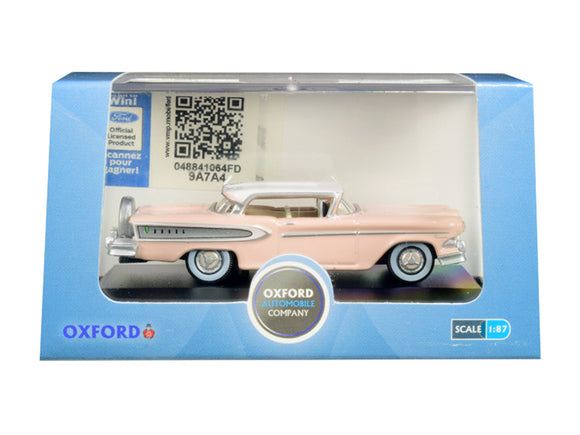 PACK OF 2 - 1958 Edsel Citation Chalk Pink with Frost White Top 1/87 (HO) Scale Diecast Model Car by Oxford Diecast