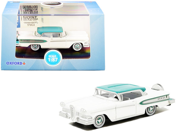 PACK OF 2 - 1958 Edsel Citation Snow White and Turquoise 1/87 (HO) Scale Diecast Model Car by Oxford Diecast