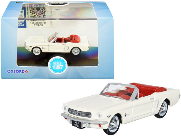 PACK OF 2 - 1965 Ford Mustang Convertible Wimbledon White (Goldfinger) with Red Interior 1/87 (HO) Scale Diecast Model Car by Oxford Diecast