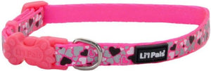 [Pack of 4] - Li'L Pals Reflective Collar - Pink with Hearts 6-8"L x 3/8"W