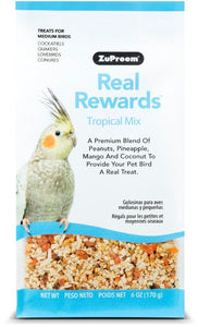 [Pack of 4] - ZuPreem Real Rewards Tropical Mix Treats for Medium Birds 6 oz