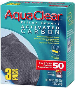 [Pack of 3] - Aquaclear Activated Carbon Filter Inserts Size 50 - 3 count