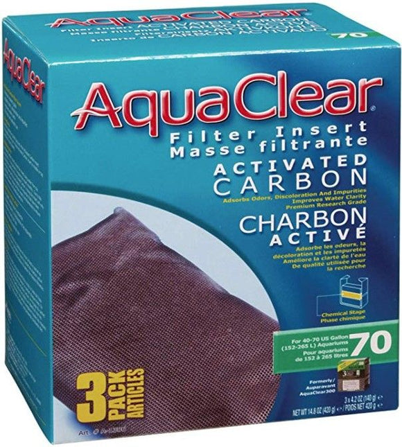 [Pack of 2] - Aquaclear Activated Carbon Filter Inserts Size 70 - 3 count