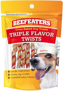 [Pack of 4] - Beafeaters Oven Baked Triple Flavor Twists Dog Treat 1.41 oz