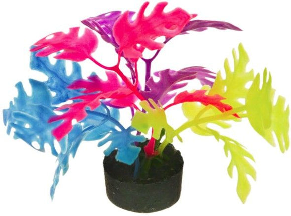 [Pack of 4] - Blue Ribbon Colorburst Florals Multi-colored Philo Leaf Aquarium Decor 1.25