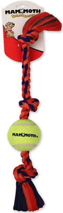 [Pack of 4] - Mammoth Pet Flossy Chews Color 3 Knot Tug with Tennis Ball - Assorted Colors Mini (11"L)