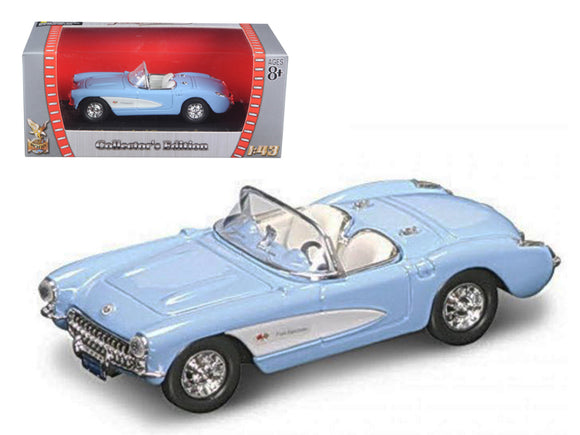 PACK OF 2 - 1957 Chevrolet Corvette Blue 1/43 Diecast Model Car by Road Signature