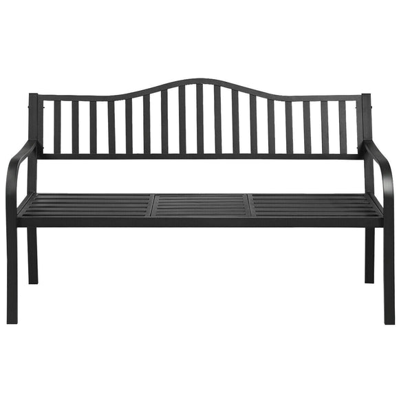 Patio Garden Bench Steel Frame with Adjustable Center Table