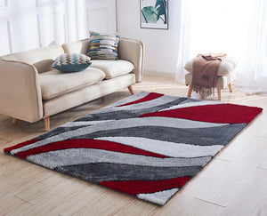 "Aria Collection" Soft Pile Hand Tufted Shag Area Rug  Red