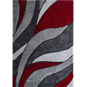 "Aria Collection" Soft Pile Hand Tufted Shag Area Rug  Red