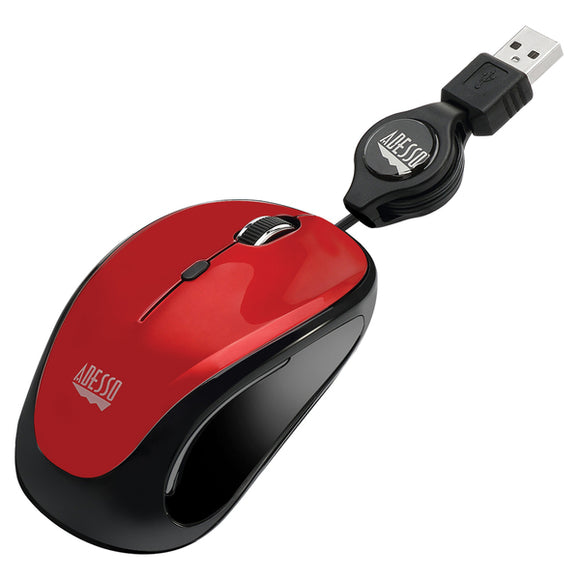 Adesso iMouse S8R iMouse S8 Illuminated Retractable USB Mini Mouse for PC/Mac (Red)