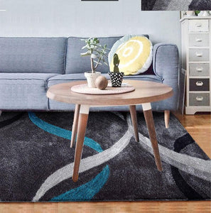 "Aria Collection" Soft Pile Hand Tufted Shag Area Rug  Grey, Turquoise, Silver