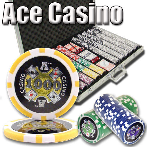 1000 Ace Casino Poker Chip Set. 14 Gram Heavy Weighted Poker Chips.