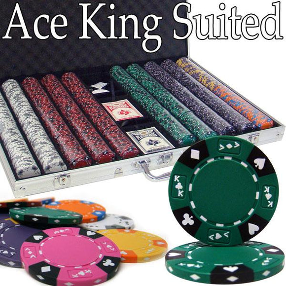 1000 Ct Ace King Suited 14 Gram Poker Chip Set w/ Aluminum Case
