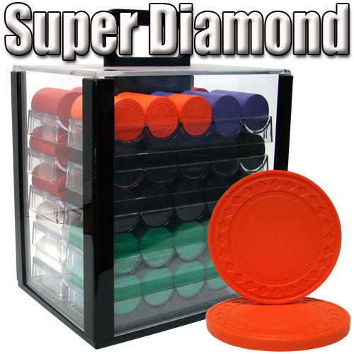 1000 Ct Super Diamond 8.5 Gram Poker Chip Set w/ Acrylic Case & Chip Trays