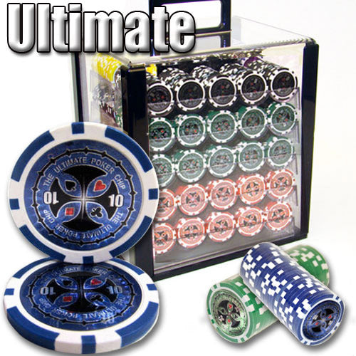 1000 Ultimate Acrylic Poker Chip Set Heavy Weighted