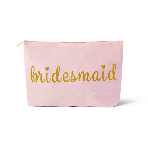 Pink Bridesmaid Canvas Makeup Bag