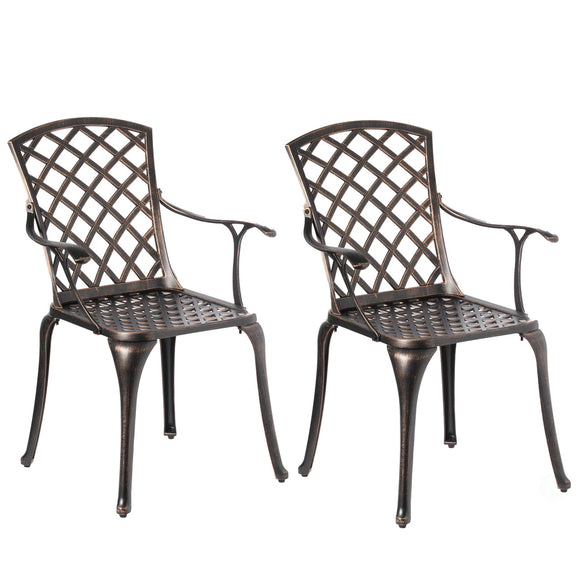 Indoor and Outdoor Bronze Dinning Set 2 Chairs with 1 Table Bistro Cast Aluminum.
