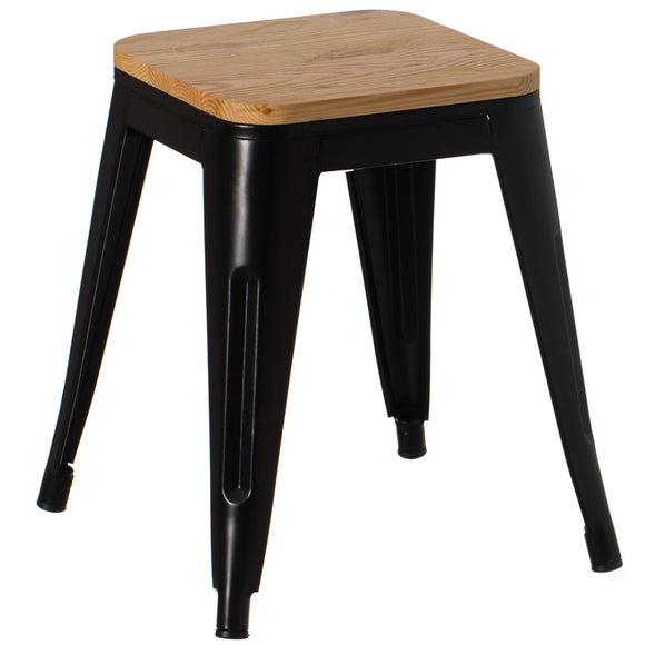 Decorative Accent Bar Stool for Indoor and Outdoor, Wooden Brown and Metal Black Medium