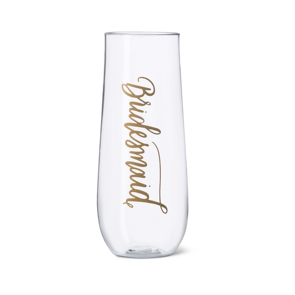 Bridesmaid Durable Plastic Stemless Champagne Glasses