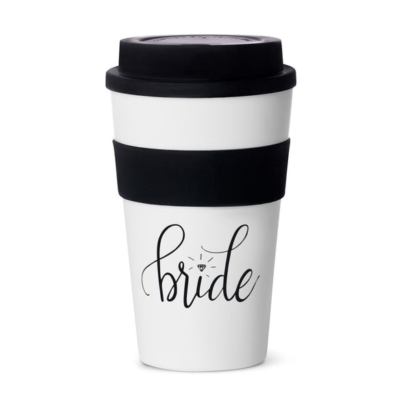 Bride 12 oz. Coffee Tumbler in White/Black or White/Blush