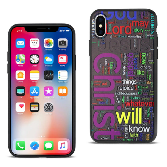 REIKO iPhone X/iPhone XS DESIGN TPU CASE WITH VIBRANT WORD CLOUD JESUS LETTERS