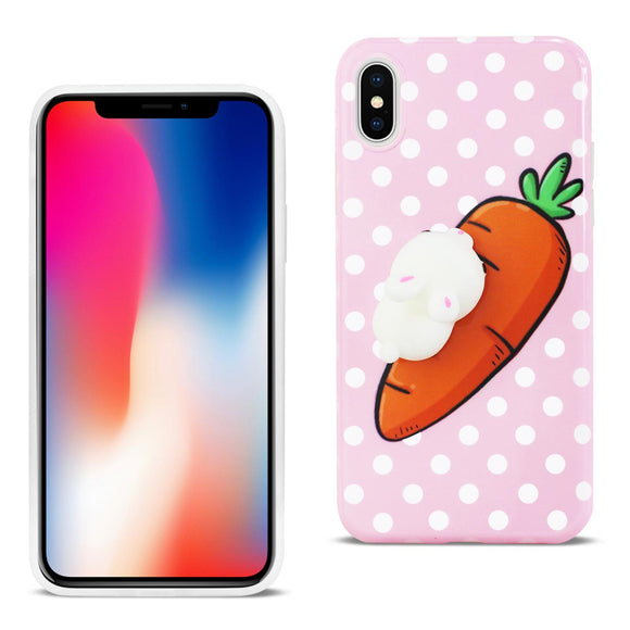 REIKO iPhone X/iPhone XS TPU DESIGN CASE WITH  3D SOFT SILICONE POKE SQUISHY RABBIT