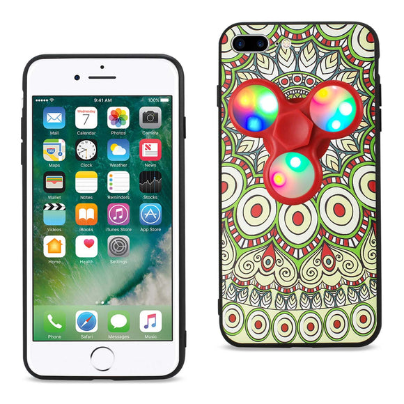 Reiko Design The Inspiration Of Peacock iPhone 8 Plus/ 7 Plus Case With Led Fidget Spinner Clip On In Beige