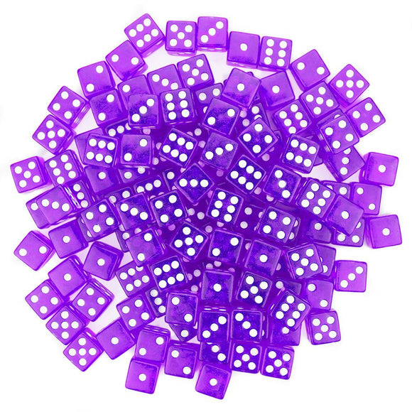 100 Purple Dice - 16 mm