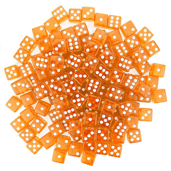 100 pack - 16mm Orange Translucent Dice