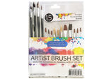 15 Piece Artist's Paint Brush Set Pack of 6