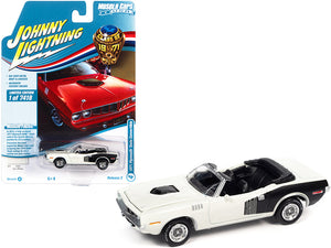 PACK OF 2 - 1971 Plymouth Barracuda Convertible Sno White with Black Hemi Side Billboards Class of 1971"" Limited Edition to 7418 pieces Worldwide ""Muscle Cars USA"" Series 1/64 Diecast Model Car by J""""