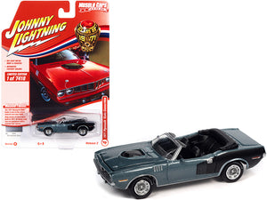 PACK OF 2 - 1971 Plymouth Barracuda Convertible Winchester Gray Metallic with Black Hemi Side Billboards Class of 1971"" Limited Edition to 7418 pieces Worldwide ""Muscle Cars USA"" Series 1/64 Diecast""""