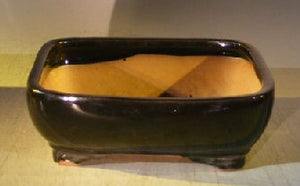 Black Ceramic Bonsai Pot - Rectangle<br>12.75" x 9.5" x 4.5"</i>