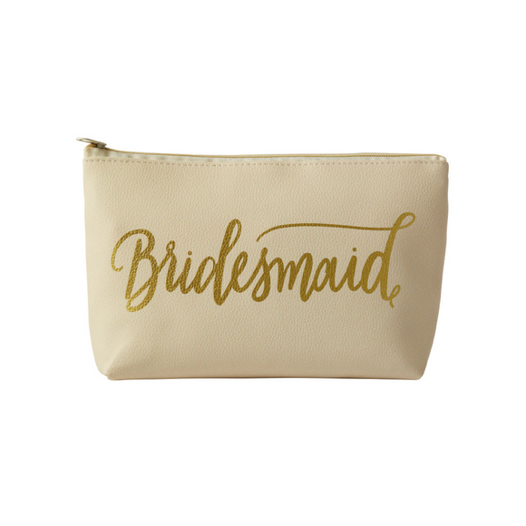 Cream Bridesmaid Faux Leather Makeup Bag