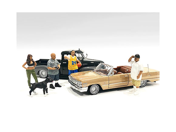 Lowriderz and a Dog 5 piece Figurine Set for 1/24 Scale Models by American Diorama