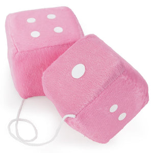 Pair of Pink 3in Hanging Fuzzy Dice