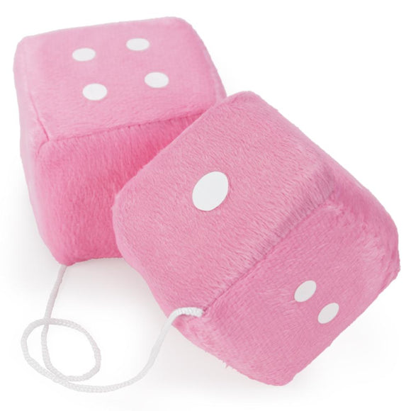Pair of Pink 3in Hanging Fuzzy Dice