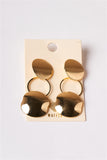 Gold Brushed Effect Circle Disc Dangle Drop Earrings /1 Pair