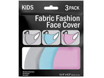 3 Piece Kid's Washable Face Masks Asst Colors Pack of 50