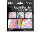 3 Pack Girls Asst 5.7 x 4.3 Inch Washable Fabric Face Mask Pack of 50