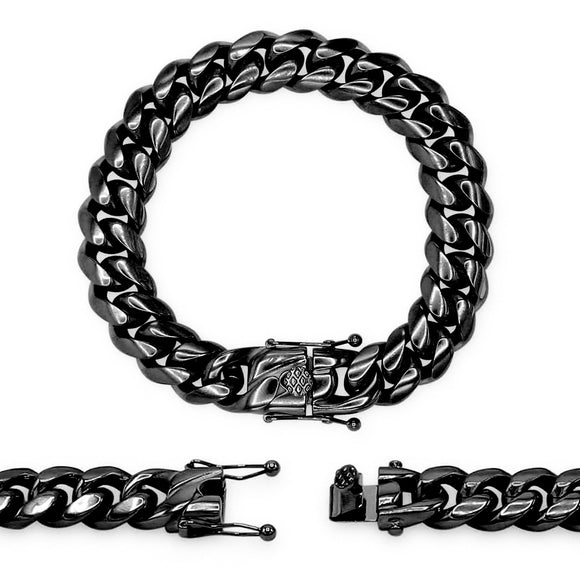 Cuban Link Black Bracelet 8.5
