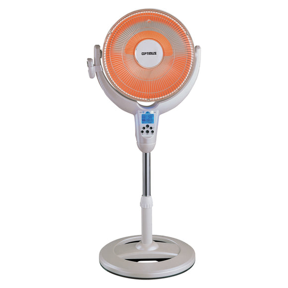 2-Setting 1,200-Watt-Max 14-In. Pedestal Oscillating Radiant Dish Heater with Remote (Silver)