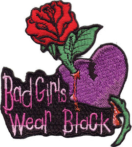 "Bad Girls Wear Black" Heart & Rose Patch