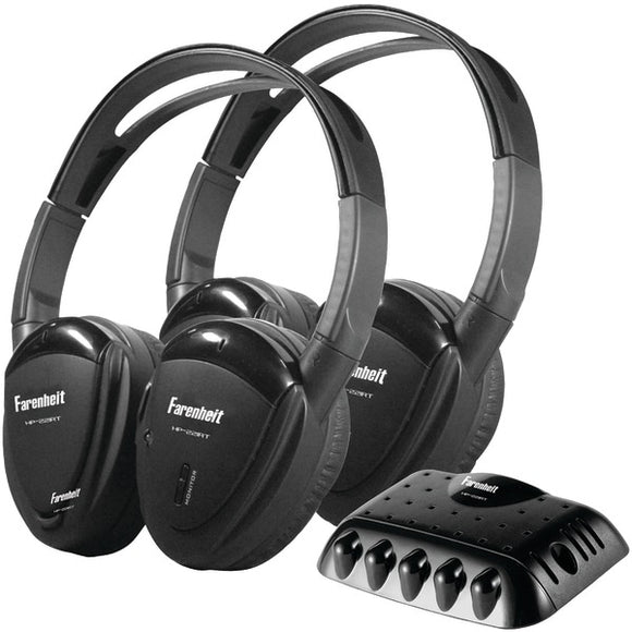2 Sets of Dual-Channel IR Wireless Headphones with Transmitter for use with Power Acoustik(R) Mobile A/V systems