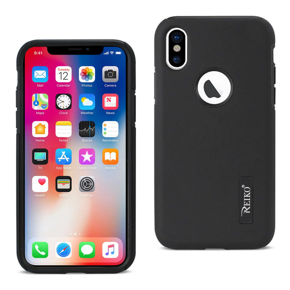 REIKO iPhone X/iPhone XS SOLID ARMOR DUAL LAYER PROTECTIVE CASE IN BLACK
