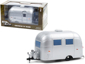 Airstream 16’ Bambi Sport Camper Travel Trailer Silver with Curtains Drawn \Hitch & Tow Trailers\" Series 6 1/24 Diecast Model by Greenlight"